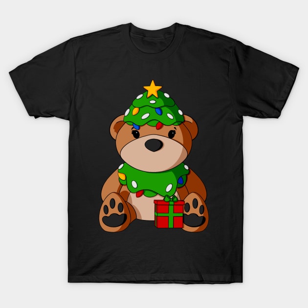 Christmas Present Teddy Bear T-Shirt by Alisha Ober Designs